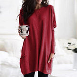 Elena | Women’s Longline Long Sleeve Sweater with Side Pockets