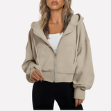 Madison | Women's Cropped Zip-Up Hoodie with Oversized Fit