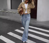 Coco | Cropped Trench Jacket with Classic Lapel Collar
