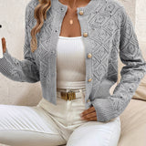 Serena | Women's Textured Diamond-Knit Button Cardigan