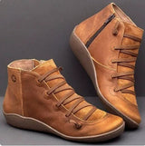 Mira | Women’s Lace-Up Leather Ankle Boots with Zipper