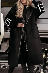 Nyla | Hooded Jacket with Knit Sleeves and Patchwork Design