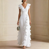 Scarlett | Women's V-Neck Ruffle Wrap Maxi Dress