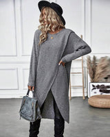 Elowen | Women's Sweater Dress with Asymmetric Wrap Front