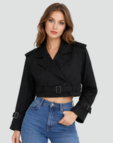 Elena | Women's Cropped Belted Trench Coat