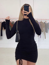 Ursina | Elegant Ruched Turtleneck Bodycon Dress