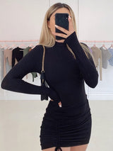 Ursina | Elegant Ruched Turtleneck Bodycon Dress