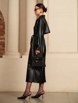 Morgan | Women's Faux Leather Trench Coat