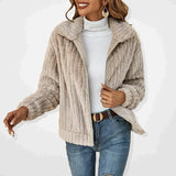 Elodie | Women's Plush Fleece Zip-Up Cardigan with Wide Collar