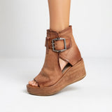 Lara | Modern Open-Toe Wedge Ankle Boots with Buckle Detail