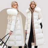 Qadira | Long Puffer Coat with Fur-Trimmed Hood