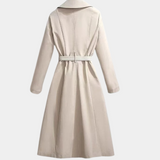 Katherine | Women's Elegant Belted Trench Coat with Draped Scarf Detail