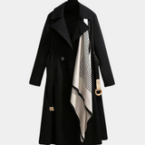 Katherine | Women's Elegant Belted Trench Coat with Draped Scarf Detail