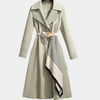 Katherine | Women's Elegant Belted Trench Coat with Draped Scarf Detail