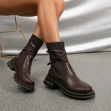 Olivia | Brown Ankle Boots with Wrap Straps and Block Heel
