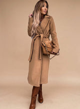 Elara | Women's Wrap Coat with Tie Belt & Classic Lapel Collar