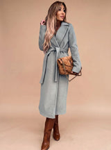 Elara | Women's Wrap Coat with Tie Belt & Classic Lapel Collar