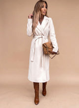 Elara | Women's Wrap Coat with Tie Belt & Classic Lapel Collar