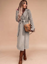 Elara | Women's Wrap Coat with Tie Belt & Classic Lapel Collar
