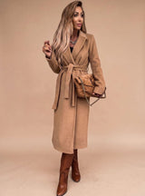Elara | Women's Wrap Coat with Tie Belt & Classic Lapel Collar