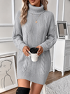 Isla | Women's Cable Knit Turtleneck Sweater Dress