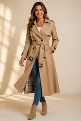 Madison | Women's Trench Coat with Double-Breasted Front & Waist Belt