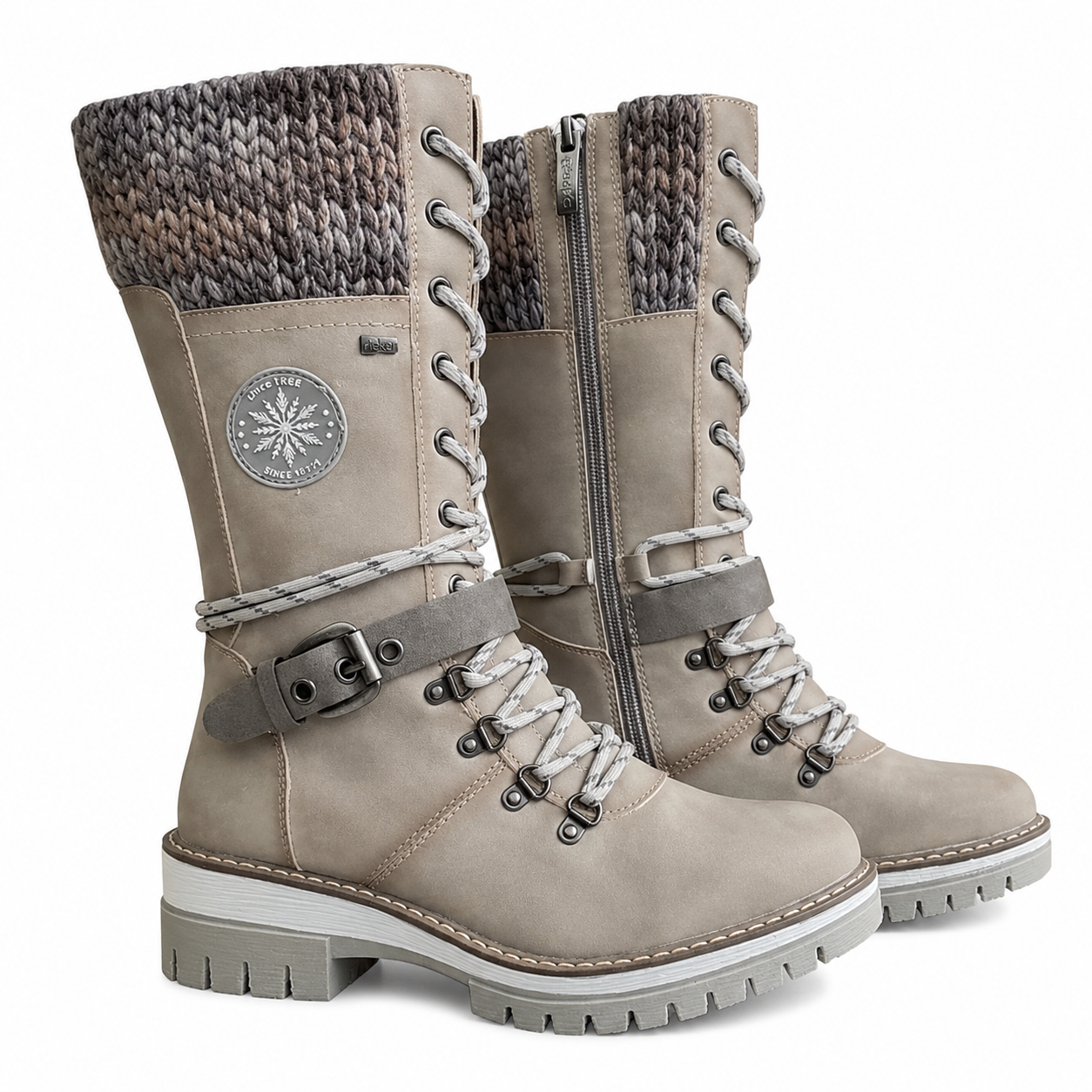 Eva | Women's Lace-Up Winter Boots with Knitted Shaft