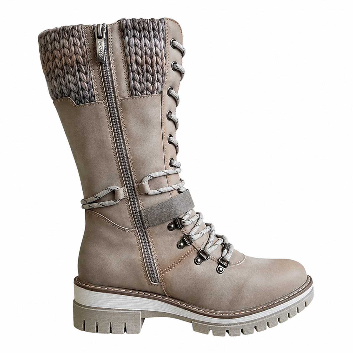 Eva | Women's Lace-Up Winter Boots with Knitted Shaft