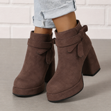 Winona | Women's Bow Detail Block Heel Ankle Boots
