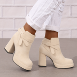 Winona | Women's Bow Detail Block Heel Ankle Boots