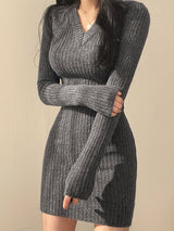 Chloe | Chic V-Neck Knit Sweater Dress