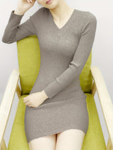 Chloe | Chic V-Neck Knit Sweater Dress