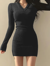 Chloe | Chic V-Neck Knit Sweater Dress