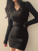 Chloe | Chic V-Neck Knit Sweater Dress