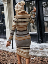 Serena | Women's Bodycon Knit Dress with Striped Pattern