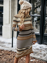 Serena | Women's Bodycon Knit Dress with Striped Pattern