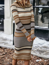 Serena | Women's Bodycon Knit Dress with Striped Pattern