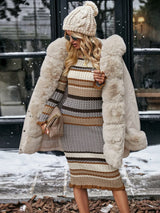 Serena | Women's Bodycon Knit Dress with Striped Pattern