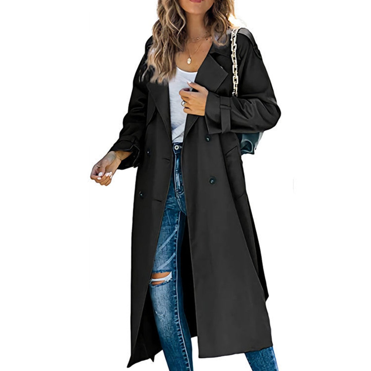 Quinn | Oversized Trench Coat with Belt and Lapel Collar