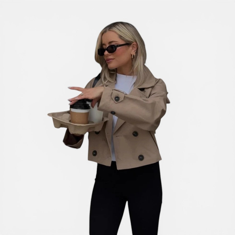 Sophie | Double-Breasted Cropped Trench Jacket