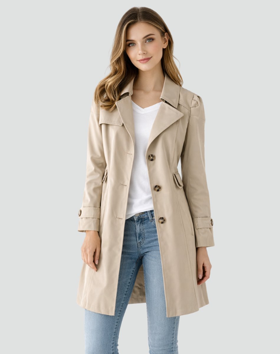 Victoria | Elegant Tailored Trench Coat with Lapel Collar
