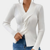 Elena | Ribbed V-Neck Sweater with Twist Front
