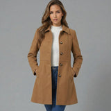 Elara | Women's A-Line Coat with Classic Button Front