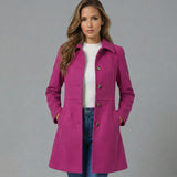 Elara | Women's A-Line Coat with Classic Button Front