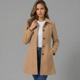 Elara | Women's A-Line Coat with Classic Button Front