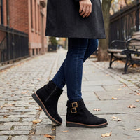 Verna | Black Ankle Boots with Double Buckle Details