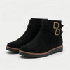 Verna | Black Ankle Boots with Double Buckle Details