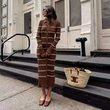 Danica | Elegant Striped Knit Dress for Women
