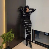 Danica | Elegant Striped Knit Dress for Women