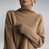 Elara | Women's Turtleneck Sweater with Classic Argyle Pattern
